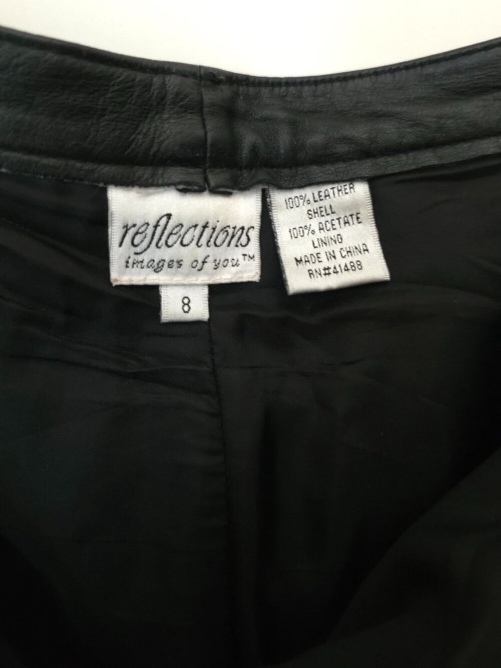 Vintage REFLECTIONS Black Leather Boot Cut Pants Women's Sz 8 - Picture 6 of 7